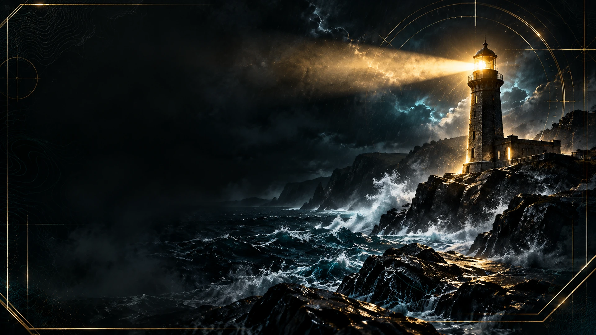 A lighthouse holding its beam through a storm
